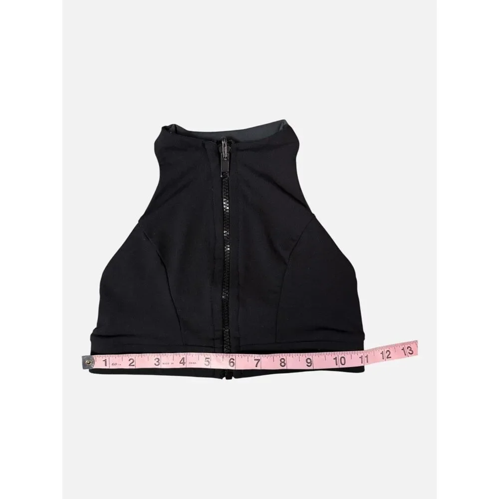Jo+Jax Reversible Zip Front Dance Crop Top Black Gray Child M